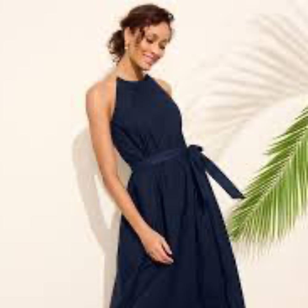 NWT Talbots Chain Midi Navy Dress